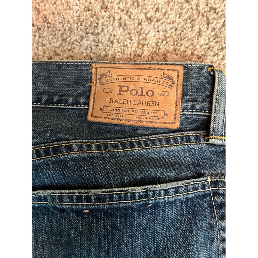 Polo Ralph Lauren Mens Hampton Straight Jeans 38x30 Blue Authentic Dungarees - Picture 3 of 9